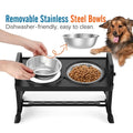 Adjustable Elevated Dog Bowls, 4 Adjustable Heights Dog Cat Raised Stand Feeder with Double Stainless Steel Bowls, Detachable Elevated Food & Water Dish for Cats and Small Medium Dogs, Black 