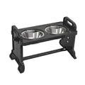 Adjustable Elevated Dog Bowls, 4 Adjustable Heights Dog Cat Raised Stand Feeder with Double Stainless Steel Bowls, Detachable Elevated Food & Water Dish for Cats and Small Medium Dogs, Black 